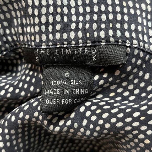 The Limited 100% Silk Gray Geometric Print  Long Sleeve Button Up Shirt Dress 6 - Picture 6 of 7